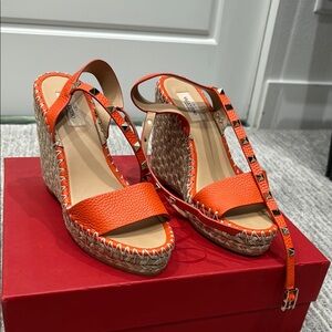 Valentino Women's Orange Wedge Sandals